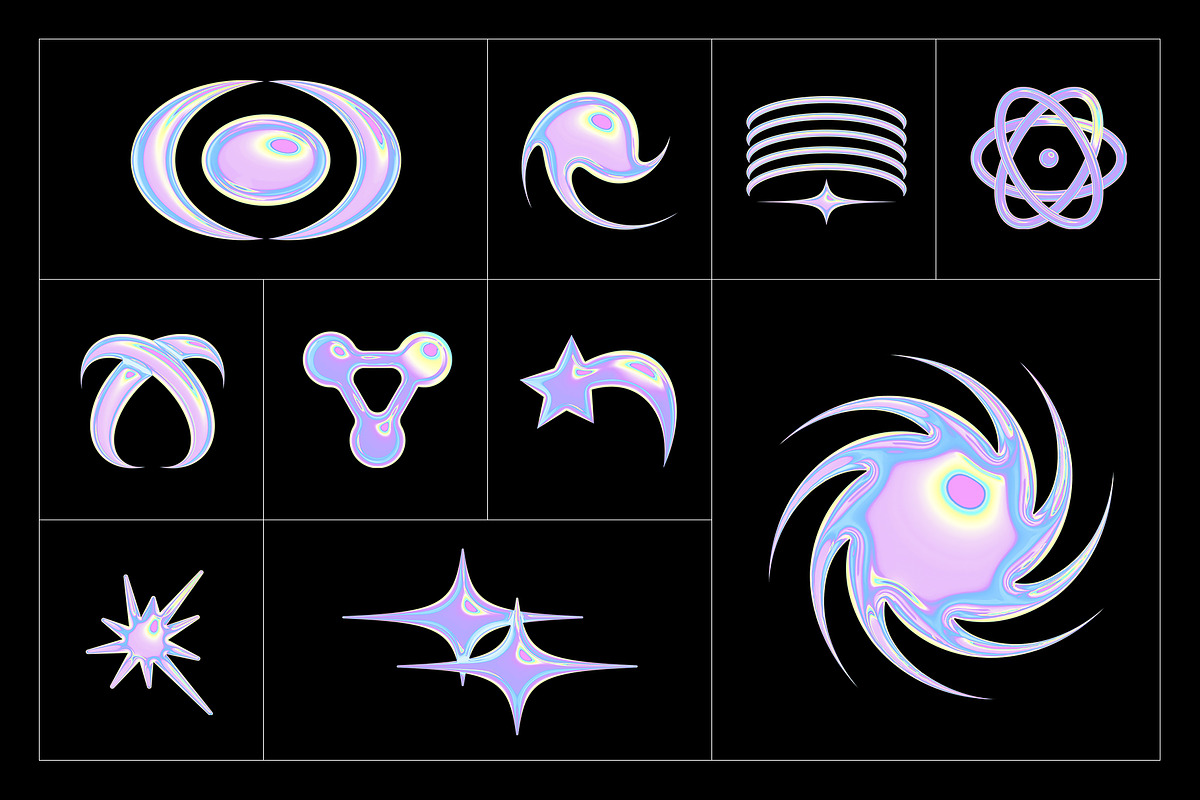 Y2K PNG Elements - 7 Color Versions, an Object Graphic by Graphicdome (Photo 8 of 11)