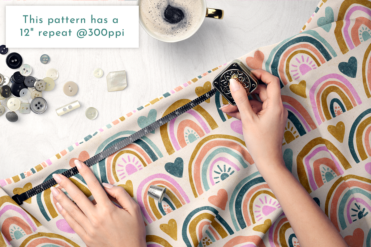 Boho Rainbows Seamless Pattern, a Pattern Graphic by Rebecca Flaherty (Photo 2 of 3)