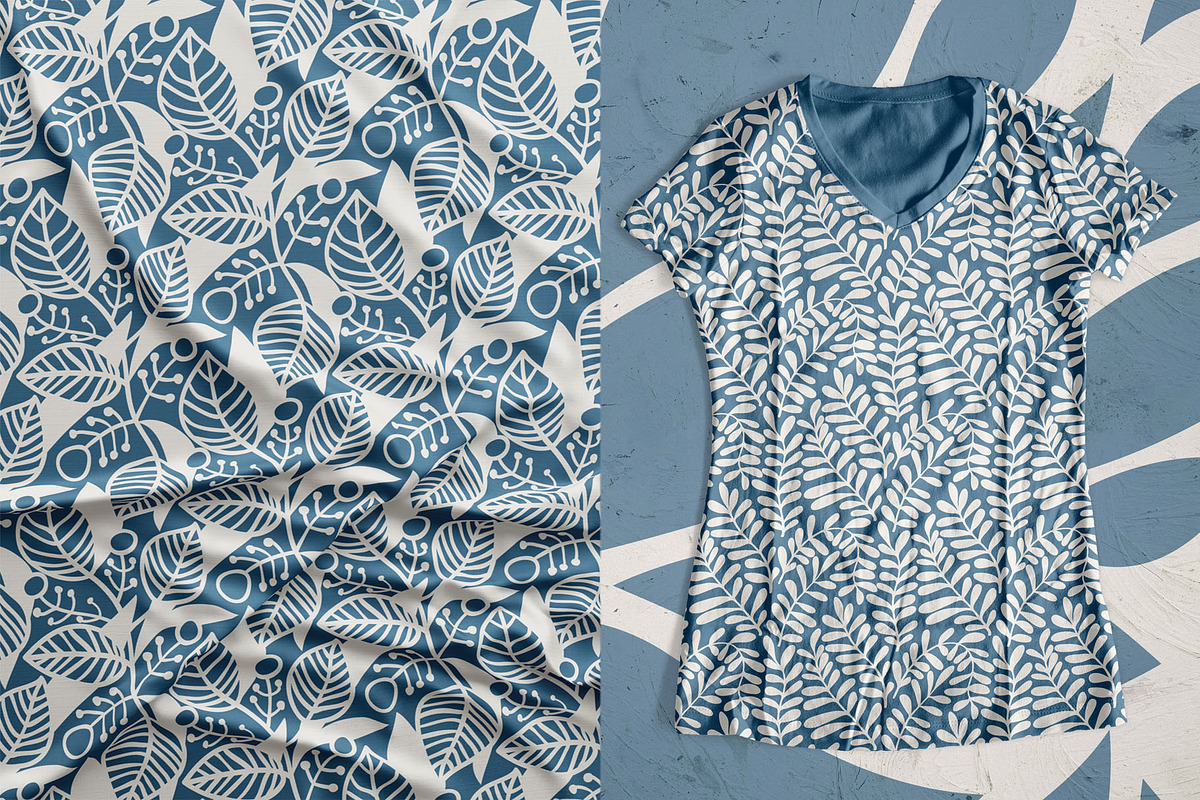 Blue and beige floral patterns, a Pattern Graphic by pineart (Photo 2 of 7)