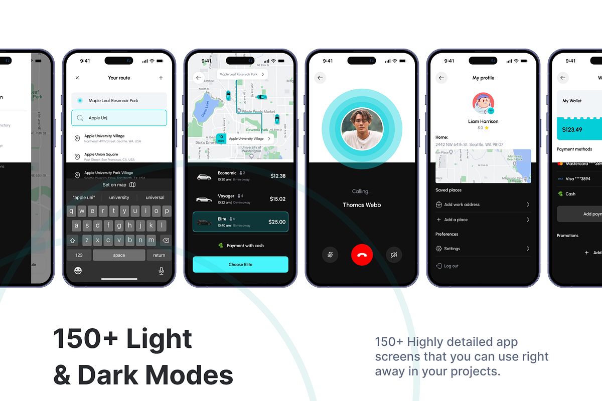Nova - Electric Taxi App UI Kit, an UI Kit Template by Moyin (Photo 3 of 5)