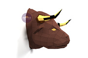DIY Bull Head 3D model template, a Graphic by PolyFish (Thumbnail 3 of 5)