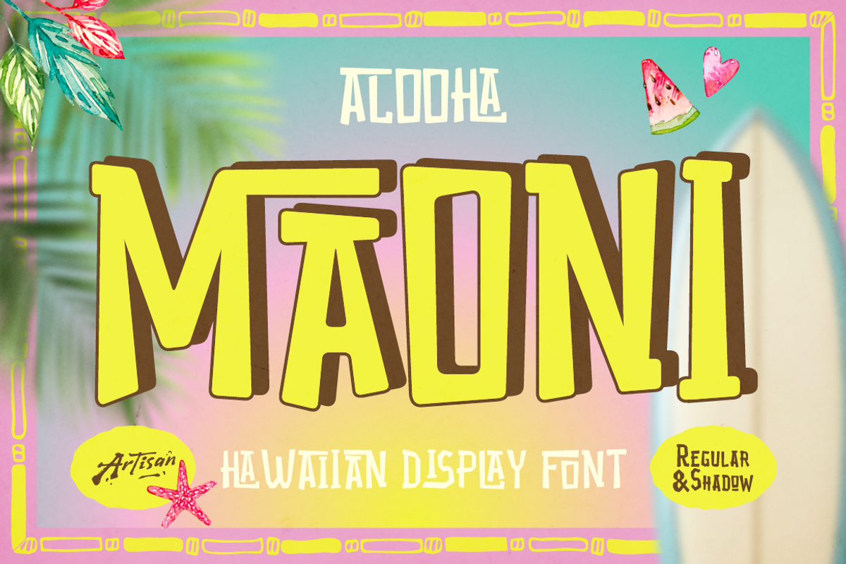 Maoni - Tropical & Hawaiian Font, a Sans Serif Font by Artisan Themes (Photo 1 of 11)