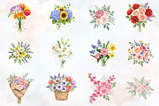 Spring Flowers Bouquet Clipart, an Illustration by RobertsArt (Thumbnail 5 of 7)