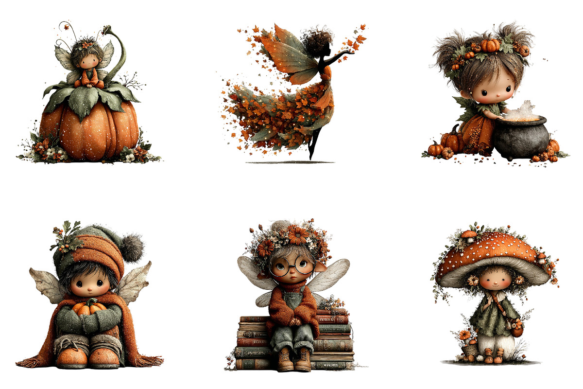 Fall Fairy Clipart Bundle, a Seasonal Illustration by CreationArt (Photo 5 of 5)