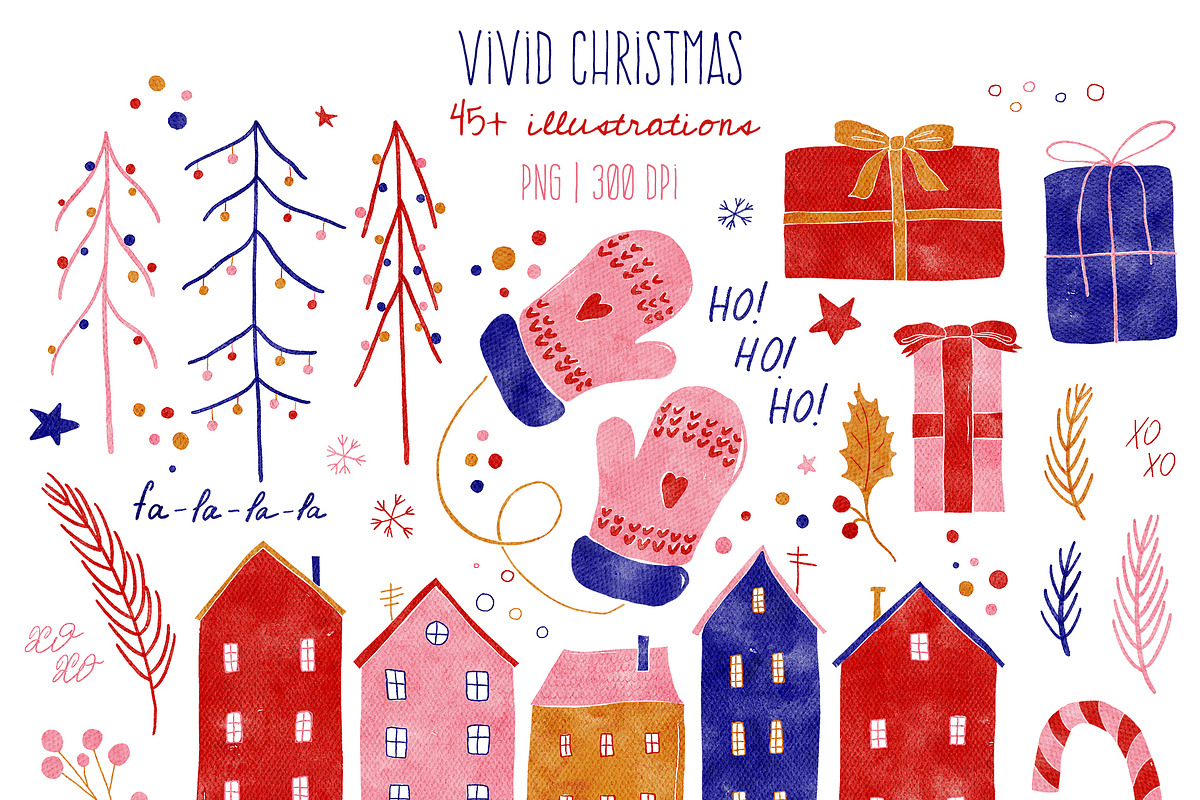Vivid Christmas Cliparts & Patterns, a Seasonal Illustration by OkPen (Photo 2 of 13)