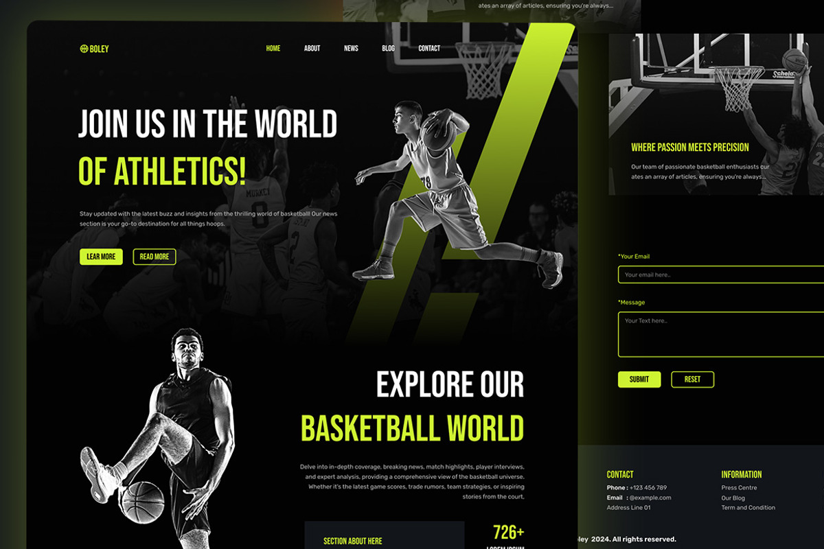 Basketball Sport Landing Page, an UI Kit Template by ENATIVE (Photo 2 of 4)