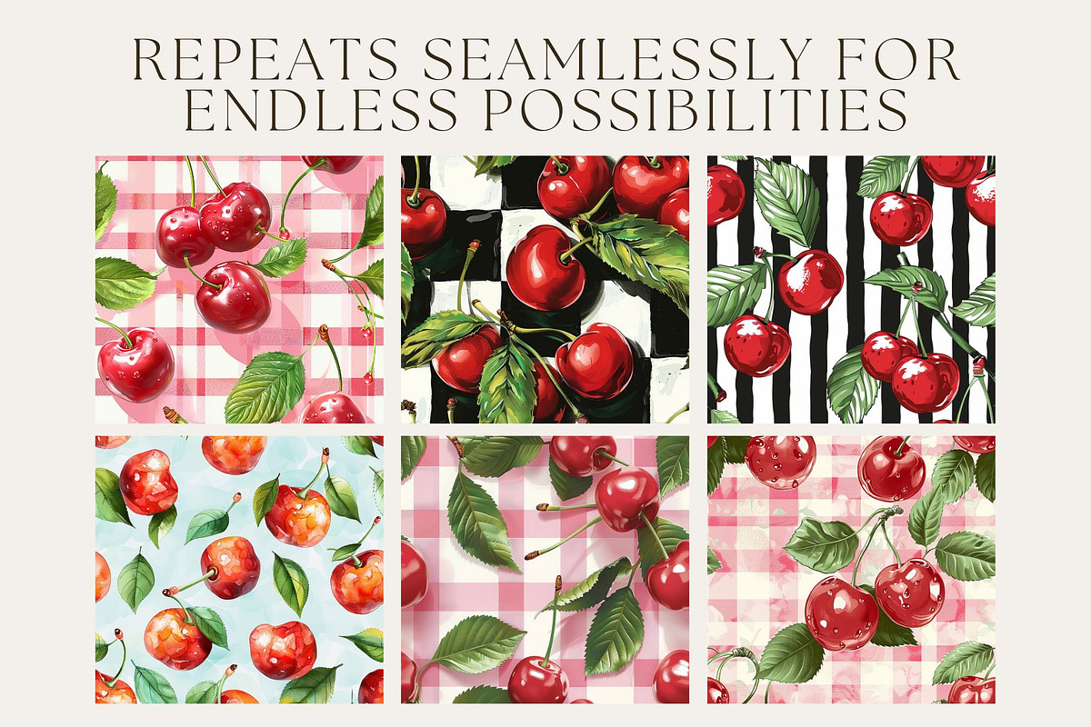 12 Fantastic Cherry Seamless Pattern, a Pattern Graphic by Inknfolly (Photo 2 of 7)