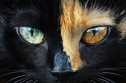Cat in two tone colors, black and ginger, an Animal Photo by AlyaAnd