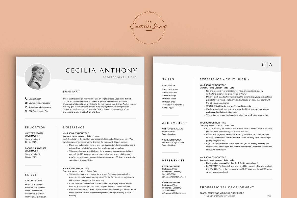 Resume/CV - The Cecilia, a Resume Template by CreativeLandStudio (Photo 4 of 9)