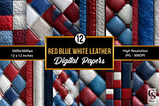 Red Blue and White Leather Papers, a Pattern Graphic by Creative Store (Thumbnail 1 of 5)