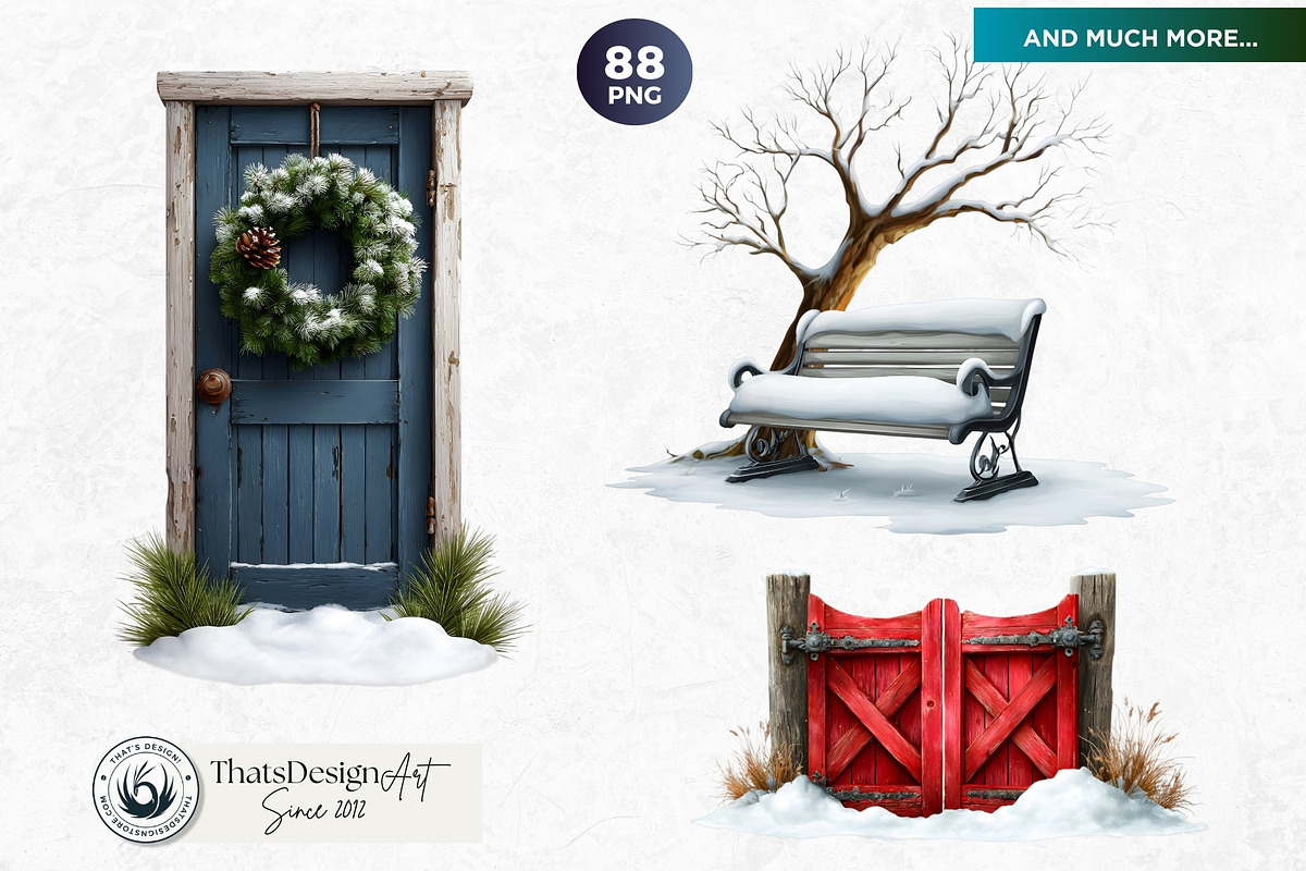 Watercolor Winter Scenes Cliparts, a Seasonal Illustration by ThatsDesignArt (Photo 17 of 17)