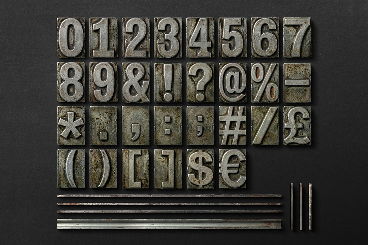 Metal Letterpress Alphabet & Numbers, a Mockup by Avelina Studio (Photo 3 of 5)