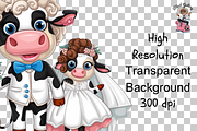Cow Wedding Couple PNG Bundle, a Graphic by Clipart Bloom (Thumbnail 10 of 15)