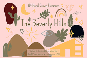 The Beverly Hills Illustration set, a Decorative Illustration by Dawnside Graphic