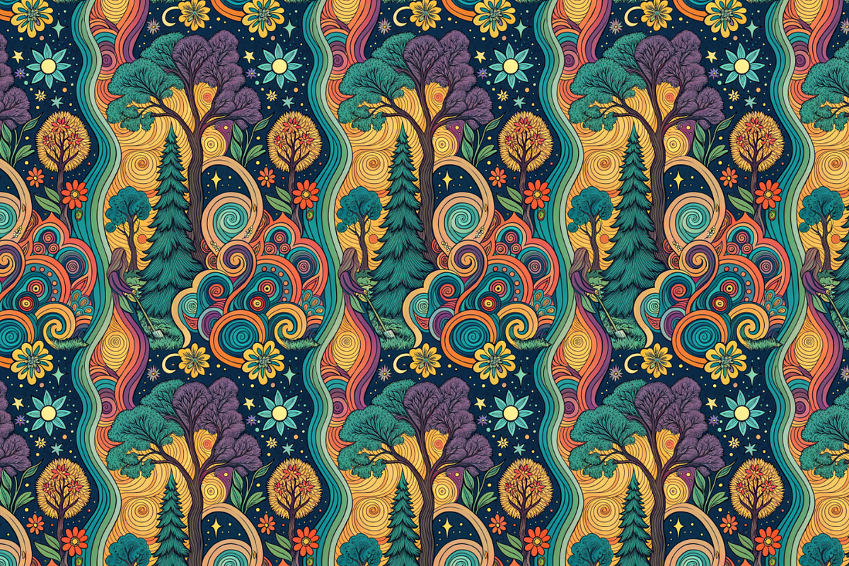 Psychedelic Symphony in 1970s Style, a Pattern Graphic by Designs by Helen Trupak (Photo 8 of 8)