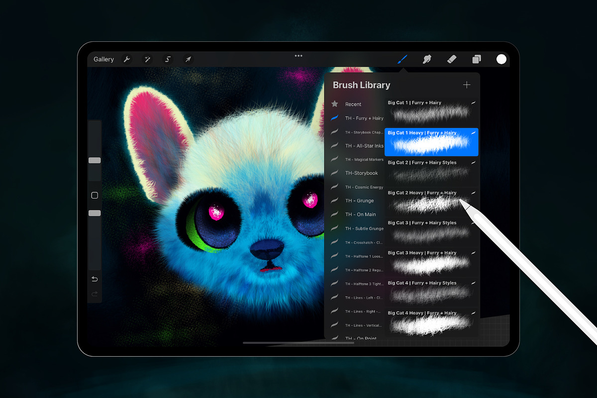 Furry + Hairy Procreate Brushes, a Brush Add-On by Tim Hankins Design (Photo 2 of 5)