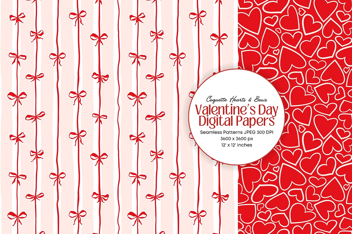 Red Hearts Valentines Day Papers, a Pattern Graphic by ilonitta (Photo 5 of 10)