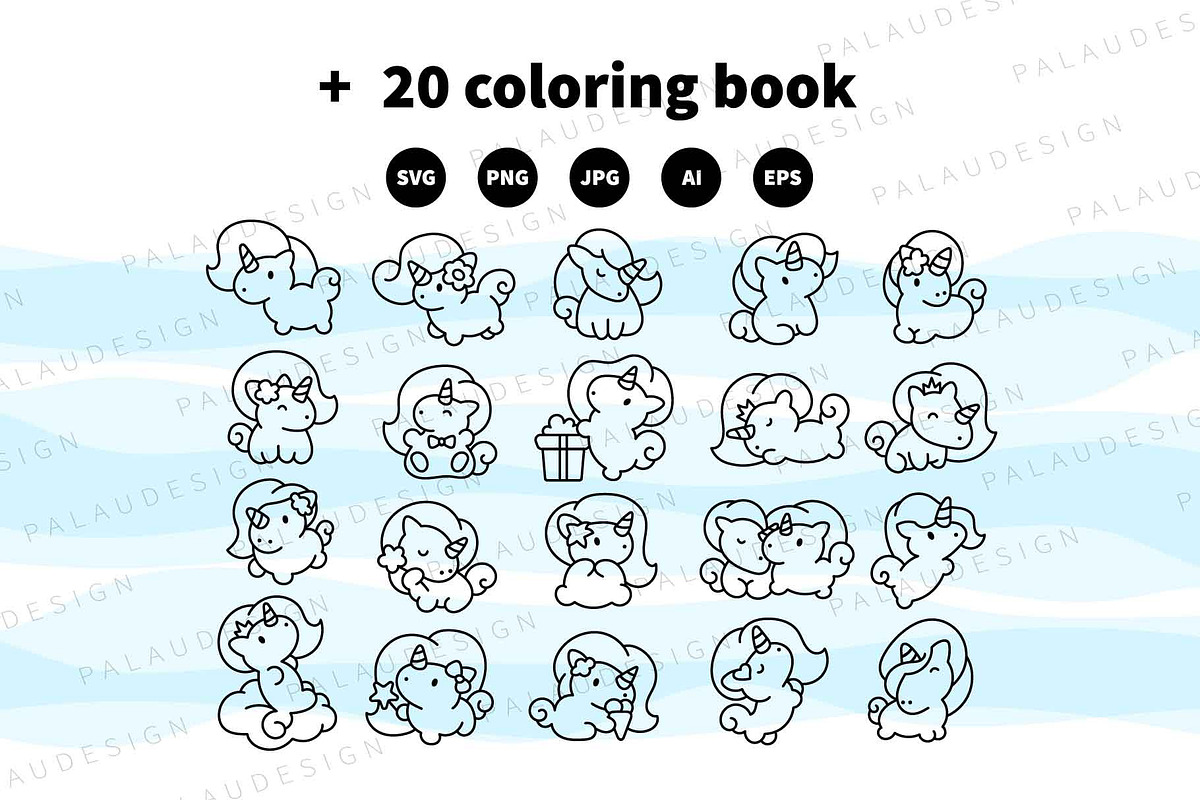 Cute Kawaii Unicorn Characters, an Animal Illustration by Palau (Photo 11 of 12)