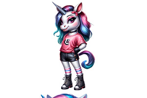 E-Girl Fashion Unicorn PNG Bundle