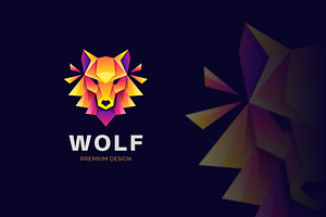 Wolf Head Gradient Logo Design