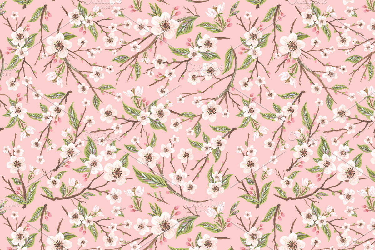 Apple Blossom seamless pattern, a Pattern Graphic by AnzhelikaGerman (Photo 1 of 6)
