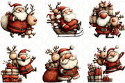 Santa Reindeer Christmas Clipart, an Illustration by Black Bird Studio (Thumbnail 6 of 6)