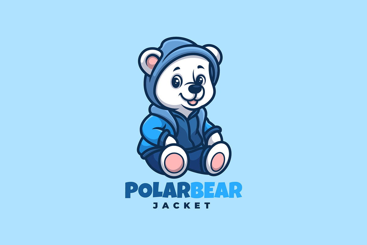 Polar Bear Jacket Cartoon Mascot Log, a Branding & Logo Template by Gumrega Studio