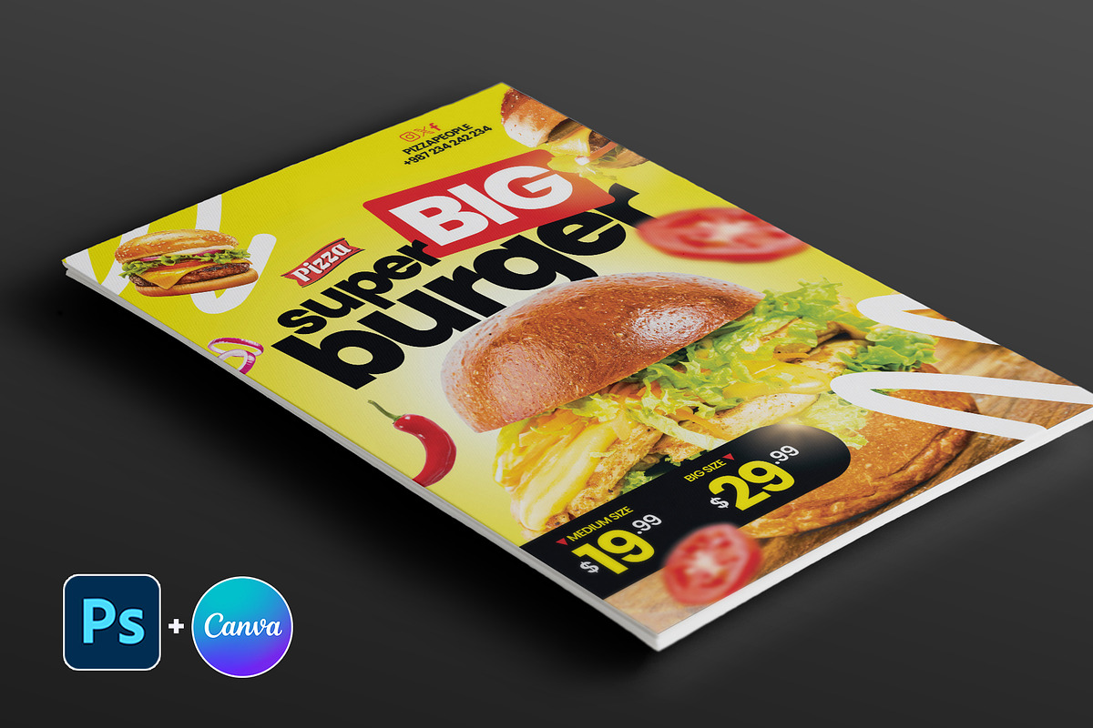 Fast Food Promo Flyer | Canva & PSD, a Flyer Template by Vintage Impressions (Photo 4 of 6)