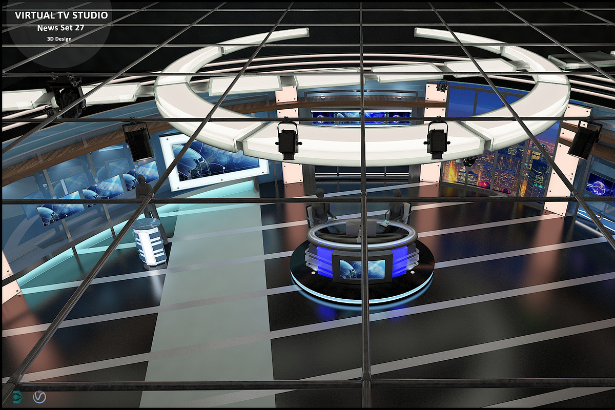 Virtual TV Studio News Set 27, an Architecture 3D Model by akerStudio (Photo 34 of 49)