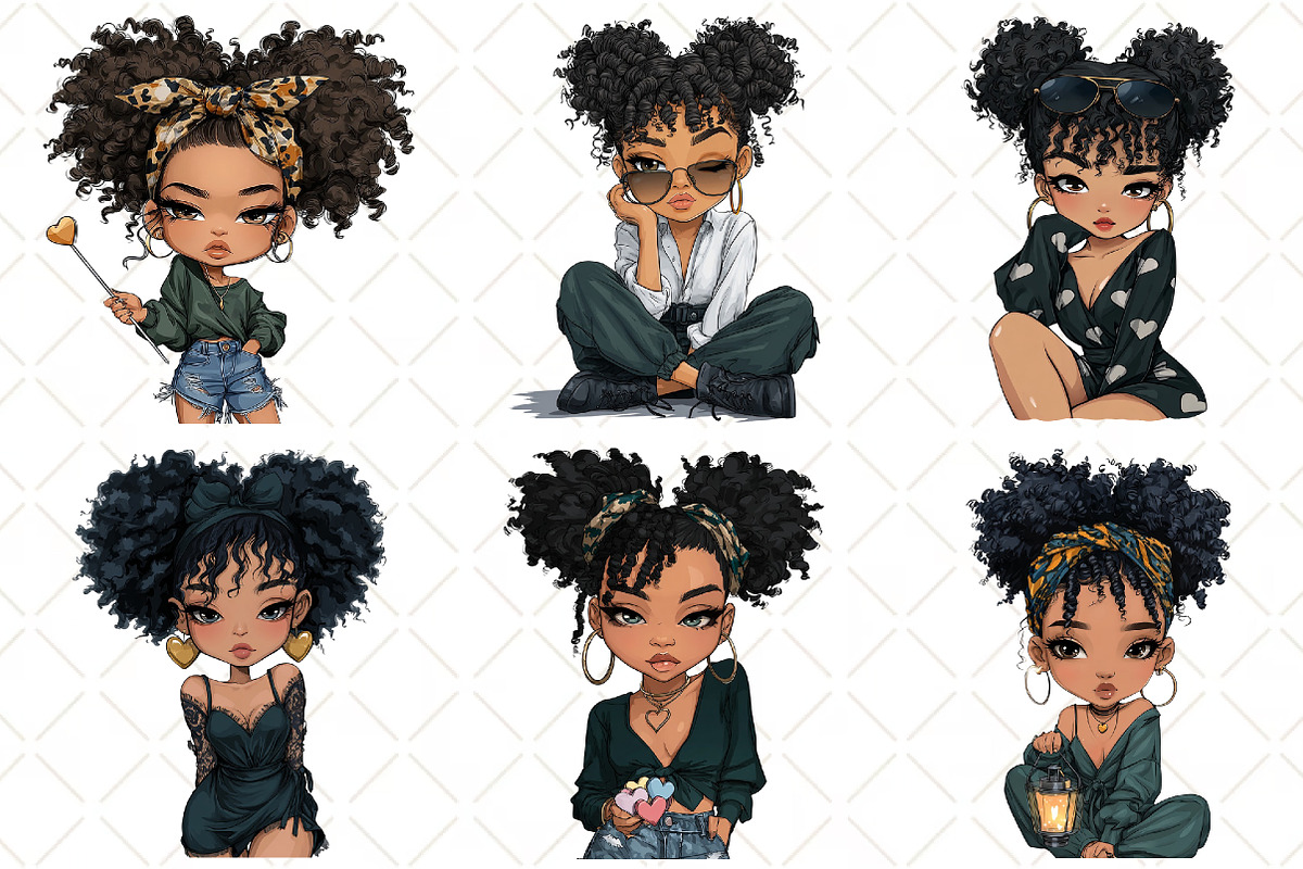 Valentine Holiday Black Girl Clipart, an Illustration by Black Bird Studio (Photo 4 of 6)