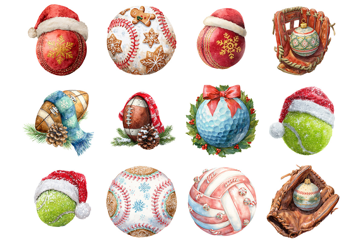 Christmas Sport Balls Sublimation, a Graphic by CitraGraphics (Photo 2 of 4)
