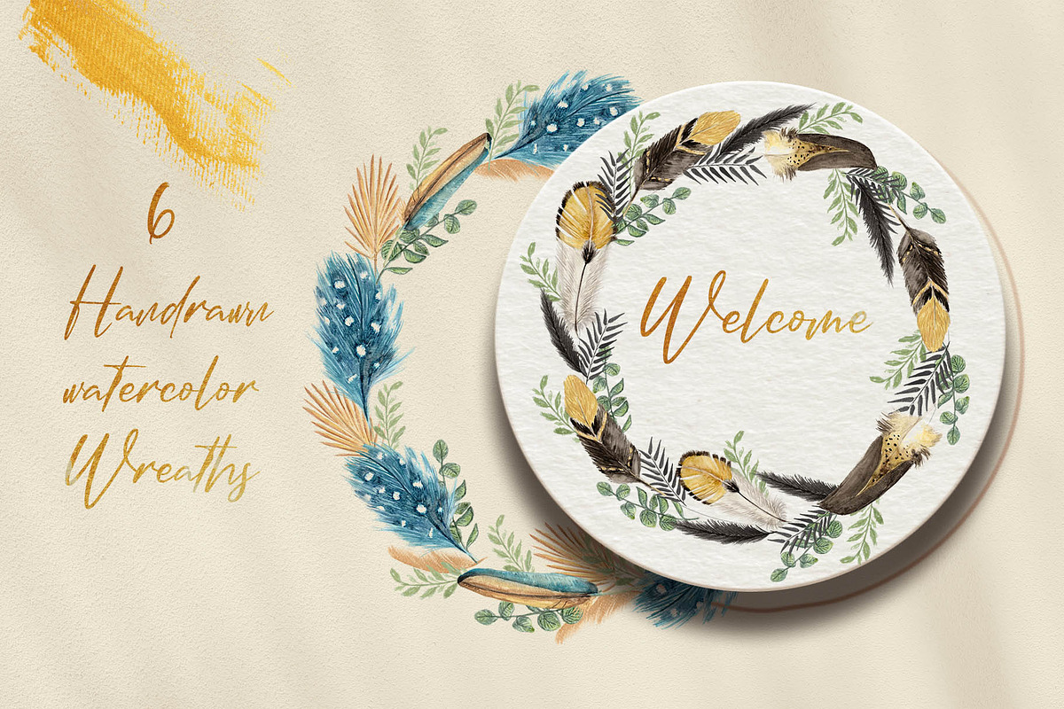 Watercolor Feathers Collection, a Decorative Illustration by GRANCI STUDIOS (Photo 4 of 12)