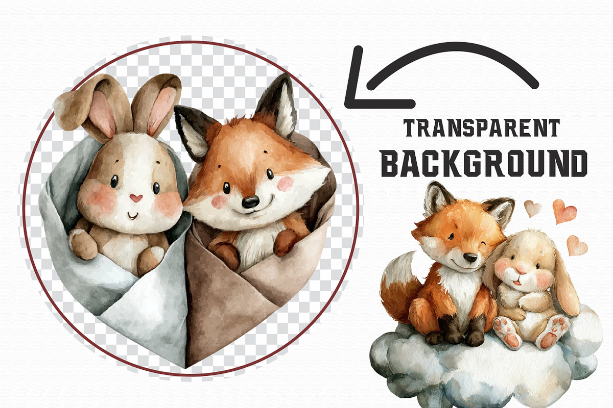 Whimsical Bunny & Fox Valentine Clip, an Illustration by Libby Wishes (Photo 3 of 7)