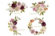 Watercolor Pink & Burgundy Flowers, an Illustration by GraphicsDish (Thumbnail 3 of 5)