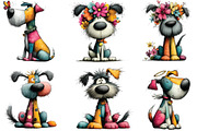whimsical Colorful Dog Clipart, an Illustration by CraftArtStudio (Thumbnail 4 of 6)