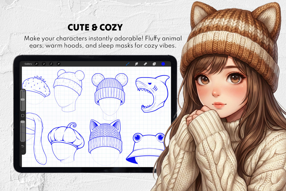 165+ Procreate Hat & Headwear Stamps, a Brush Add-On by Selentaori Studio (Photo 8 of 11)
