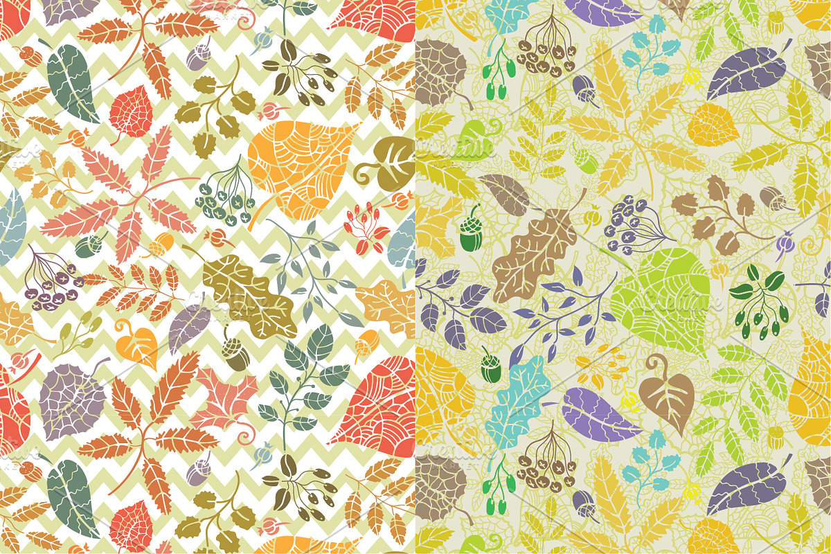 Autumn leaves seamless pattern set 1 preview 3