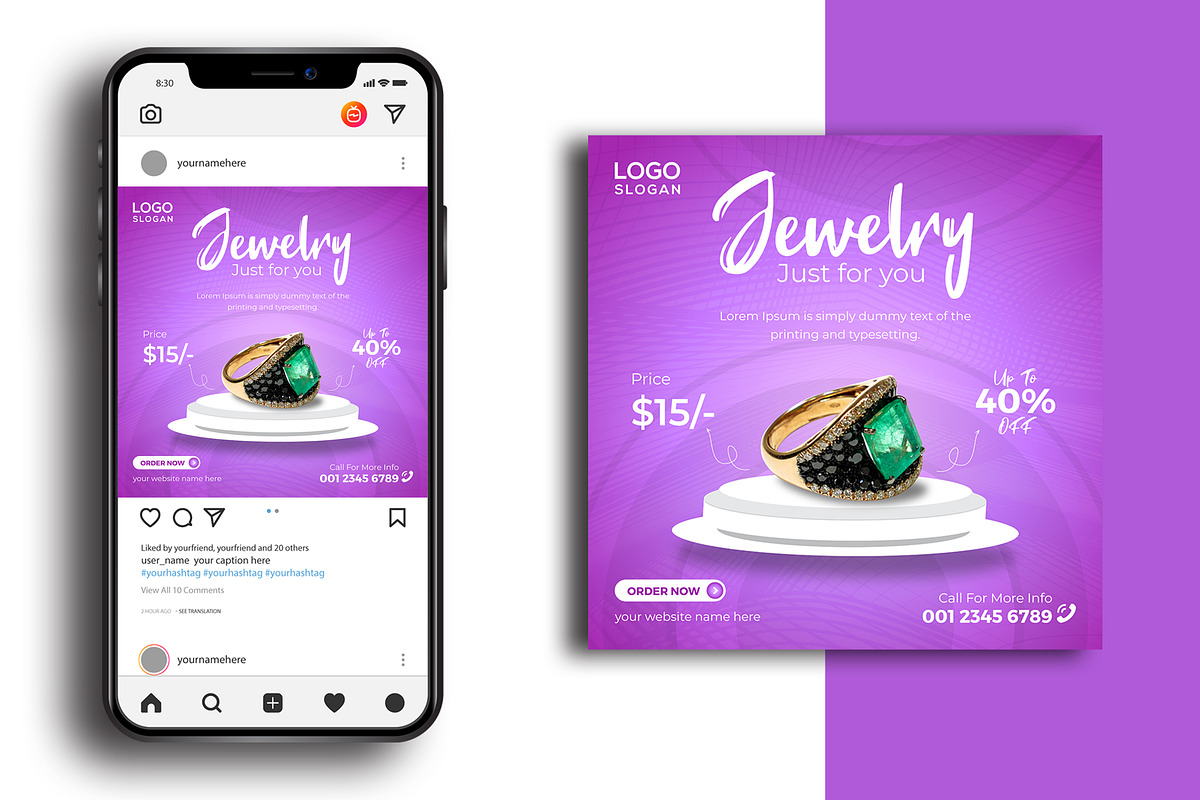 Jewelry Exhibition Social Media post, a Social Media Template by Vectorzone (Photo 1 of 3)