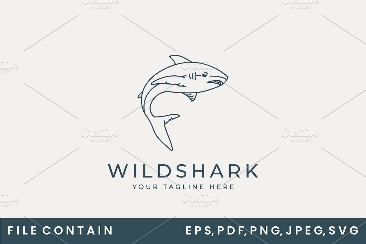 shark logo vector line art, a Branding & Logo Template by SD 22