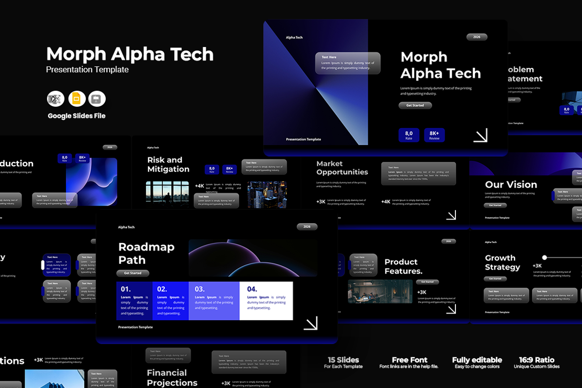 Morph Alpha Tech - Google Slides, a Presentation Template by QR Design Studio (Photo 1 of 3)