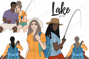 Lake Life Girls Clipart, a Person Illustration by GlamArtZhanna