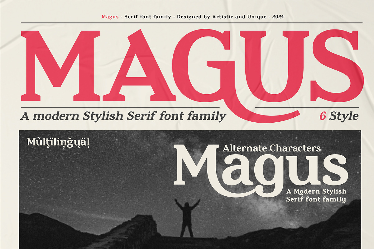 Magus - Serif font family, a Serif Font by Artistic & Unique (Photo 2 of 15)