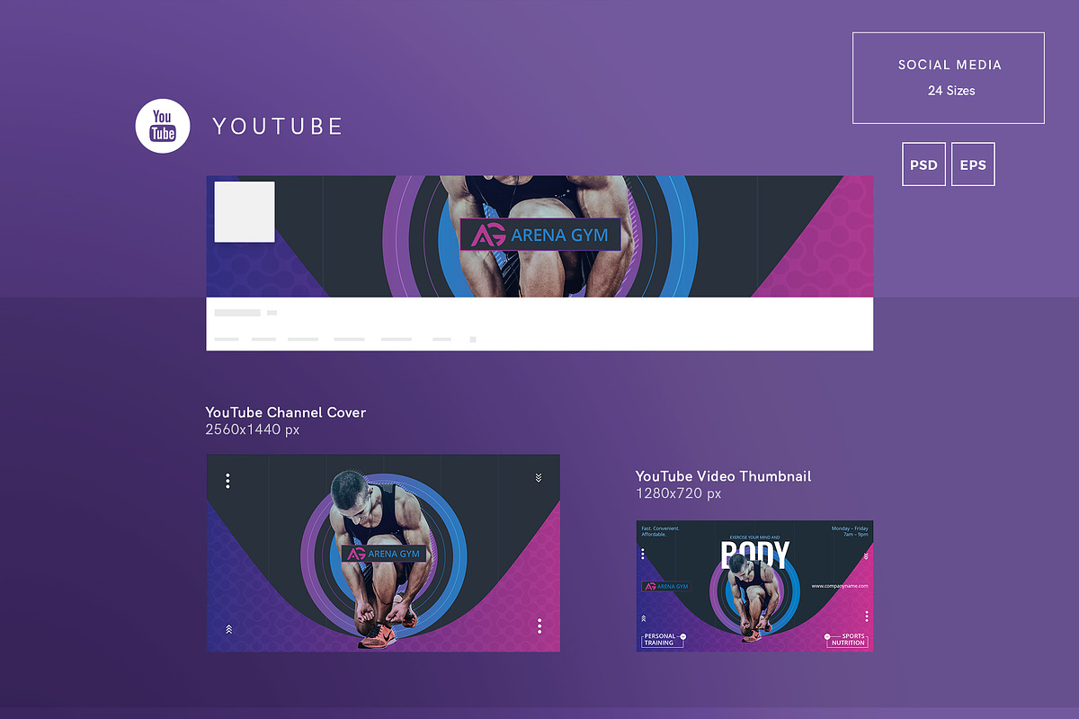 Social Media Pack | Gym Training, a Social Media Template by Amber Graphics (Photo 3 of 10)
