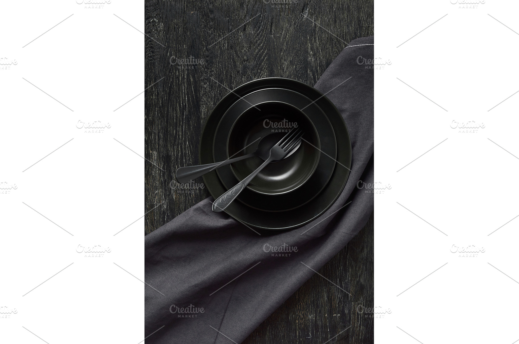 Kitchen table served with black, a Food & Drink Photo by Yaroslav Danylchenko