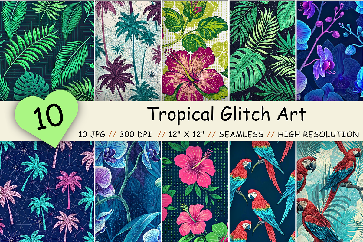 Tropical Glitch Art Seamless Pattern, a Pattern Graphic by FloridPrintables (Photo 1 of 7)