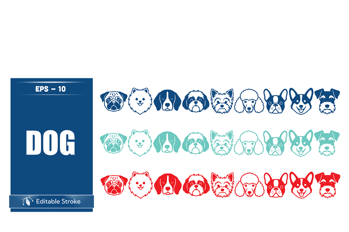 Adorable Dog Faces Collection, a Finance Illustration by CarWrap design (Photo 1 of 3)