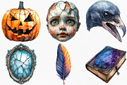 Watercolor Creepy Halloween Clipart, an Illustration by Canvas Craft (Thumbnail 3 of 7)