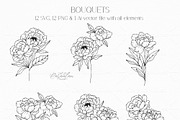 PEONY GARDEN LINE ART, an Object Graphic by CaraulanStore (Thumbnail 3 of 8)