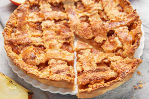 Apple pie with lattice crust and fresh apples, a Food & Drink Photo by Olena Rudo