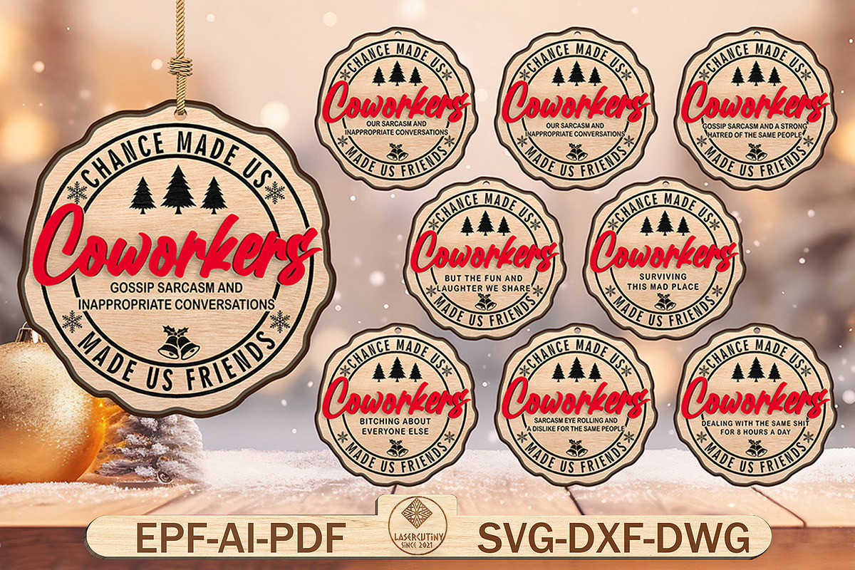 Chance Made Us Coworkers Ornament, a Pattern Graphic by Lasercutiny (Photo 1 of 2)